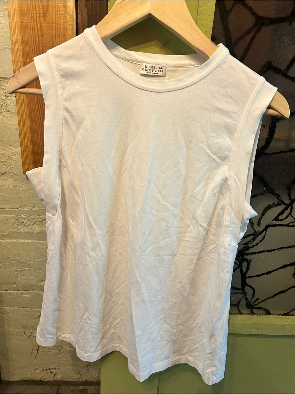 Brunello Cucinelli White Cotton Jersey Muscle Tank